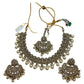Pearl / Neutral - Large Size Antique Gold Finish Necklace Set with Earrings & Head Piece - Bollywood - AE2514 08KY25 - Prachy Creations