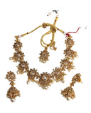 Pearl / Neutral - Medium Size Necklace Set with Earrings - SLV10KT 0822 - Prachy Creations