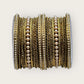Pearls / Gold Stone - Antique Gold Finish Bangles Set (Set of 14) - UK stock - SM, M, L, XL JAN2655 09Tv25 - Prachy Creations