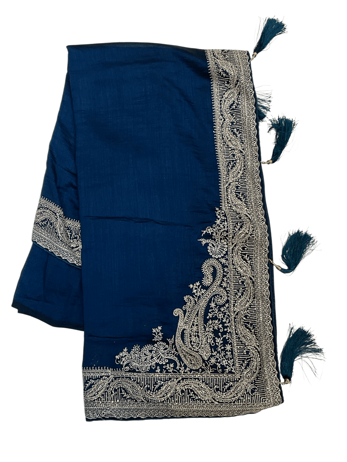 Petrol Blue - Classic Saree with Thread / Stone Work and Blouse Piece - UK stock - 24hr Dispatch - RS2506 VP - Prachy Creations