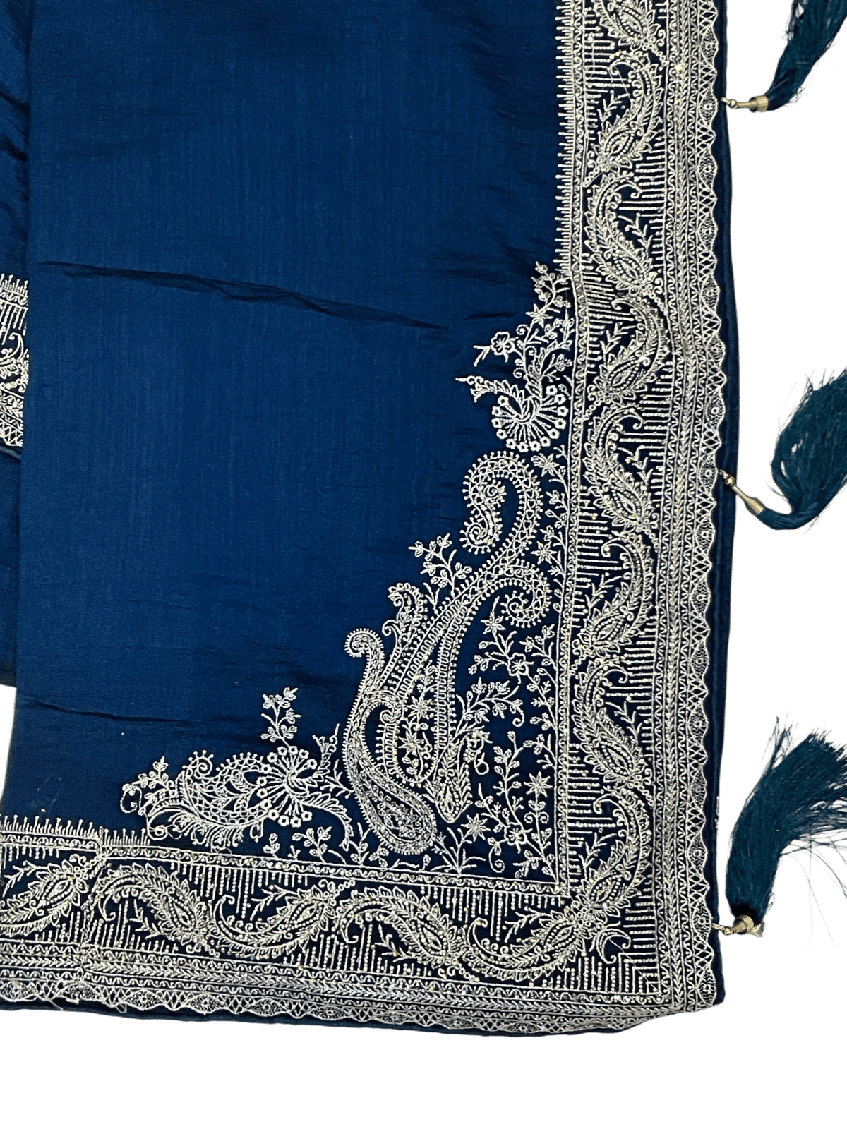 Petrol Blue - Classic Saree with Thread / Stone Work and Blouse Piece - UK stock - 24hr Dispatch - RS2506 VP - Prachy Creations