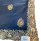 Petrol Blue - Saree with Thread / Stone Work and Blouse Piece - UK stock - 24hr Dispatch - SP2614 VJ - Prachy Creations