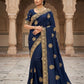 Petrol Blue - Saree with Thread / Stone Work and Blouse Piece - UK stock - 24hr Dispatch - SP2614 VJ - Prachy Creations