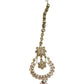 Pink - Antique Gold Finish Large Size Tika Head Piece - Indian Ladies Fashion Jewellery - AE2440 11T24 - Prachy Creations