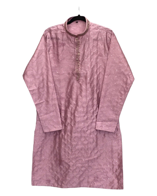 Pink - Cotton Silk Mens Indian Kurta set - Weddings / Walimas , Sangeet, Eid, Mehndi / Henna - KCS1045 06KC24 - Prachy Creations