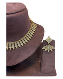 Pink & Green - Small Size Antique Gold Finish Necklace Set with Earrings - AE2501 A 0525 - Prachy Creations