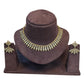 Pink & Green - Small Size Antique Gold Finish Necklace Set with Earrings - AE2501 A 0525 - Prachy Creations