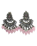 Pink - Large - Antique Finish Traditional Earrings - Bollywood - Weddings - LAV1336 J 0724 - Prachy Creations