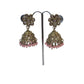Pink - Medium Size Antique Gold Finish Necklace Set with Earrings - PRI1785 11H24 - Prachy Creations