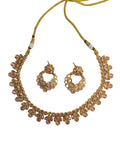 Pink - Medium Size Gold Finish Necklace Set with Earrings - TOH2402 Cp 0424 - Prachy Creations