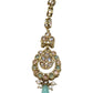 Pink / Mint Green - Antique Gold Finish Medium Size Tika Head Piece - Indian Ladies Fashion Jewellery - AE2435 11Vp24 - Prachy Creations