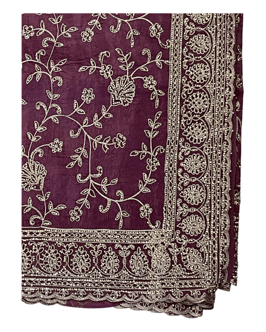 Pink - Rich Saree with Allover Embroidery and Blouse Piece - UK stock - 24hr Dispatch - RS2507 PT - Prachy Creations