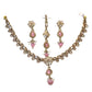 Pink - Small Size Antique Gold Finish Necklace Set with Earrings & Head Piece /Tika- SLV78 11Ap24 - Prachy Creations