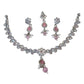 Pink - Small Size Silver Finish Necklace Set with Earrings & Head Piece /Tika- SLV78 11Ap24 - Prachy Creations