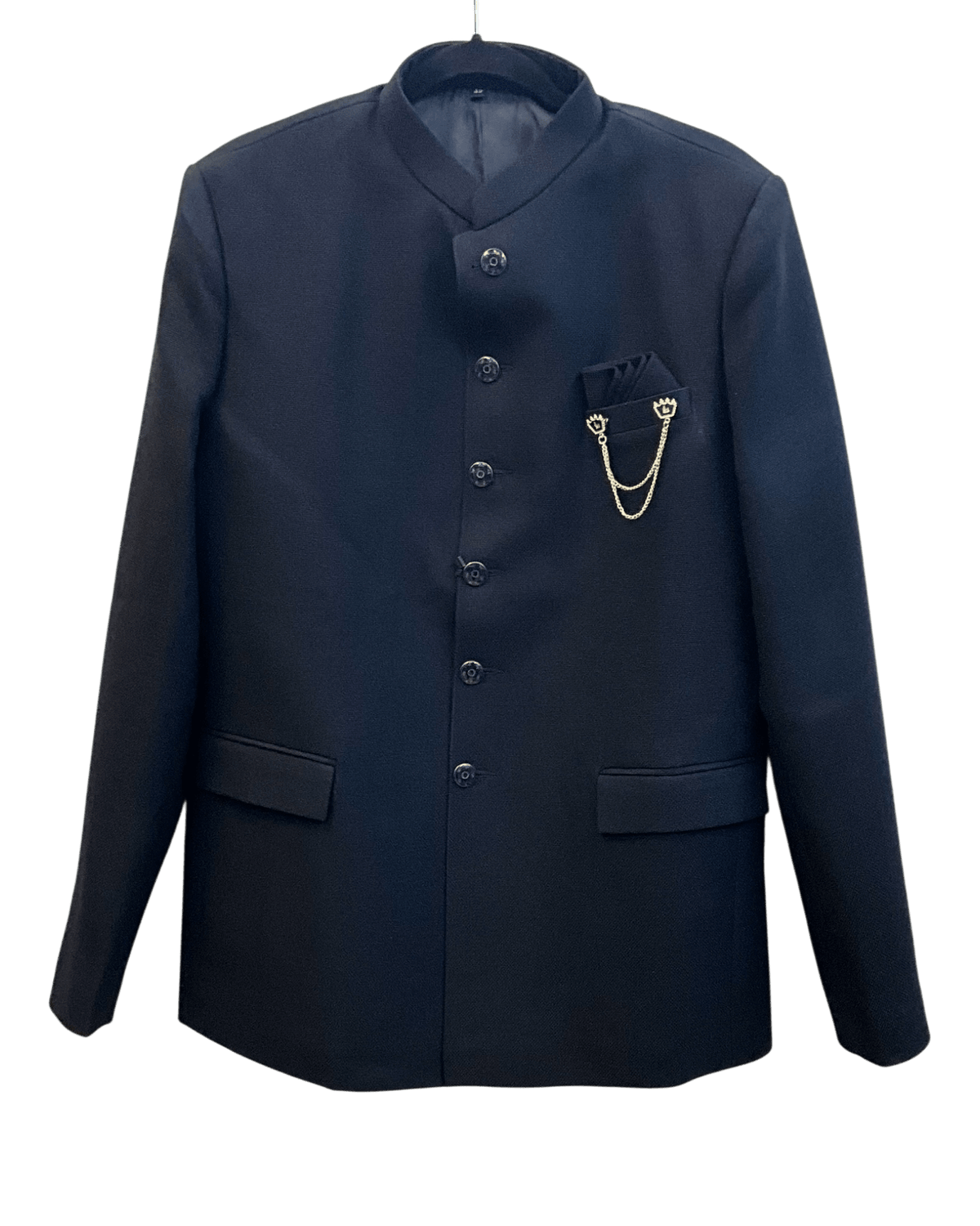 Prachy Creations - Dark Navy Blue - PREMIUM Slim Fit Mens Jute BandhGala / Prince / Chinese Collar Jacket - Fantastic Fit - CS2603 TH - Prachy Creations