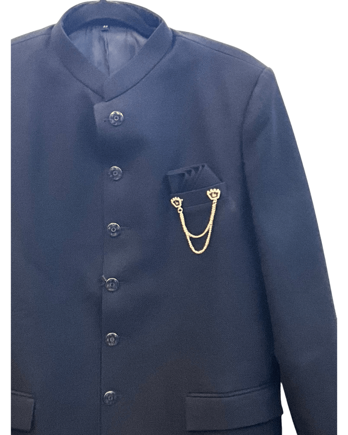 Prachy Creations - Dark Navy Blue - PREMIUM Slim Fit Mens Jute BandhGala / Prince / Chinese Collar Jacket - Fantastic Fit - CS2603 TH - Prachy Creations