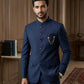 Prachy Creations - Dark Navy Blue - PREMIUM Slim Fit Mens Jute BandhGala / Prince / Chinese Collar Jacket - Fantastic Fit - CS2603 TH - Prachy Creations