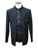 PREMIUM Slim Fit Mens Black BandhGala / Prince / Chinese Collar Open Jacket with inside Waistcoat- Fantastic Fit - CS2408 JC 0524 - Prachy Creations