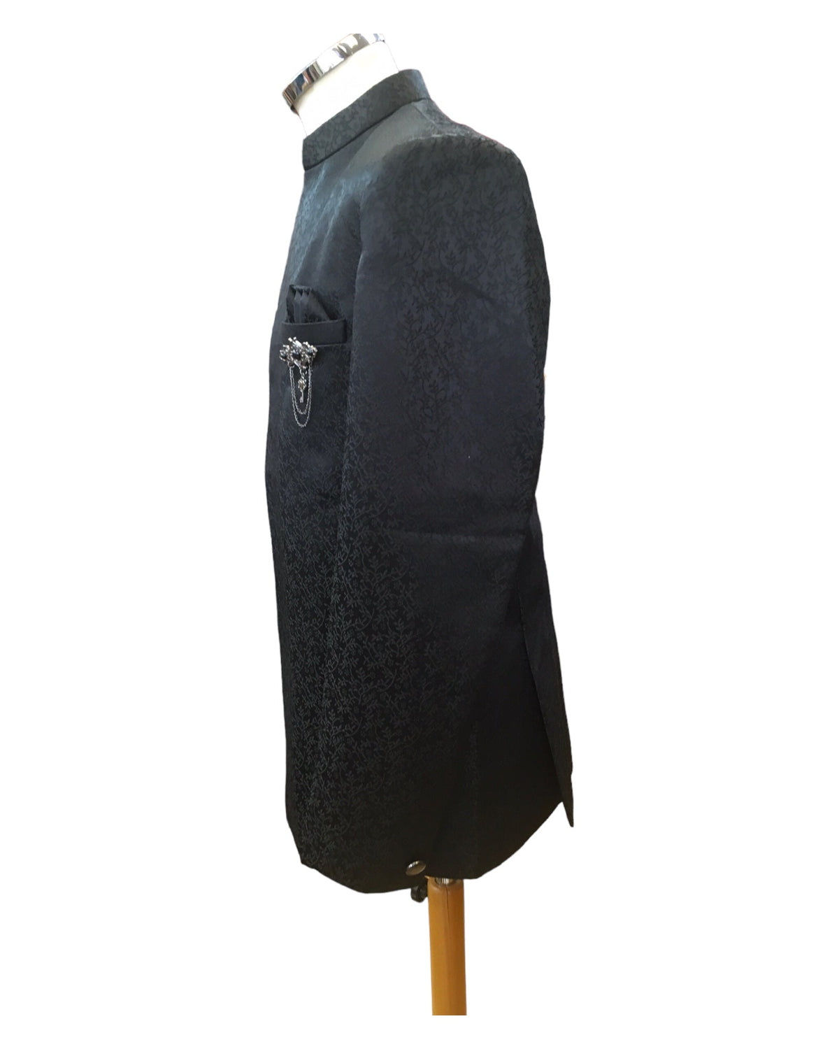 PREMIUM Slim Fit Mens Black BandhGala / Prince / Chinese Collar Open Jacket with inside Waistcoat- Fantastic Fit - CS2409 JA 0524 - Prachy Creations