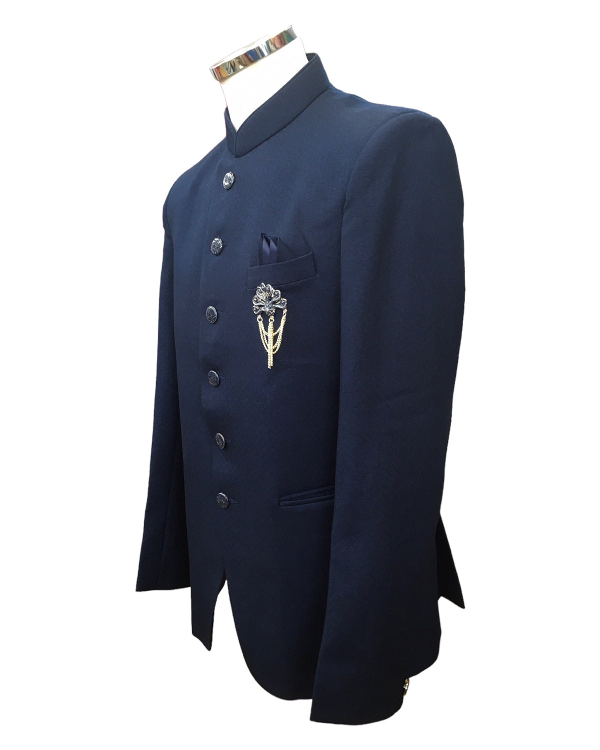 PREMIUM Slim Fit Mens Navy Blue BandhGala / Prince / Chinese Collar Jacket - Fantastic Fit - CS2406 TC 0524 - Prachy Creations