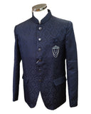 PREMIUM Slim Fit Mens Navy Blue Self Brocade BandhGala / Prince / Chinese Collar Jacket - Fantastic Fit - CS2411 TP 0524 - Prachy Creations