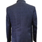 PREMIUM Slim Fit Mens Navy Blue Self Brocade BandhGala / Prince / Chinese Collar Jacket - Fantastic Fit - CS2411 TP 0524 - Prachy Creations