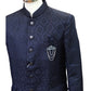 PREMIUM Slim Fit Mens Navy Blue Self Brocade BandhGala / Prince / Chinese Collar Jacket - Fantastic Fit - CS2411 TP 0524 - Prachy Creations