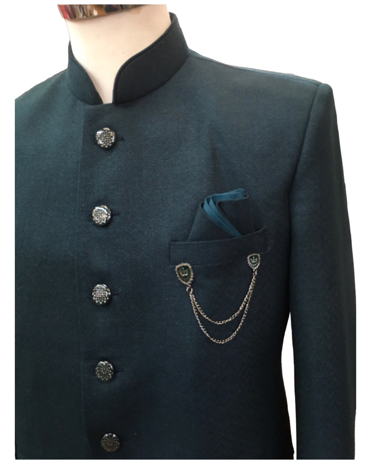PREMIUM Slim Fit Mens Teal BandhGala / Prince / Chinese Collar Jacket - Fantastic Fit - CS2406 TC 0524 - Prachy Creations