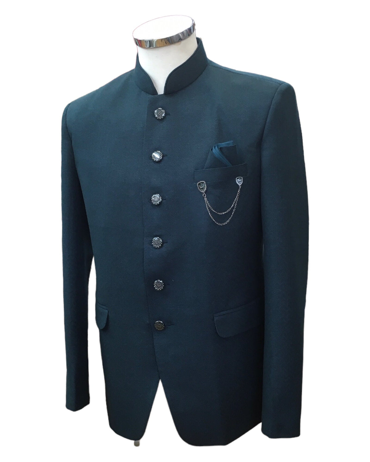 PREMIUM Slim Fit Mens Teal BandhGala / Prince / Chinese Collar Jacket - Fantastic Fit - CS2406 TC 0524 - Prachy Creations
