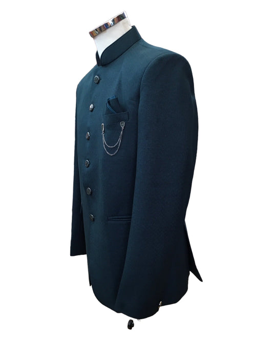 PREMIUM Slim Fit Mens Teal BandhGala / Prince / Chinese Collar Jacket - Fantastic Fit - CS2406 TC 0524 - Prachy Creations