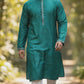 Green - Banarasi Handloom Brocade Mens Indian Kurta set with Trousers - UK Stock - Weddings / Walimas , Sangeet, Diwali, Eid, Mehndi / Henna - YD2601 03VV26