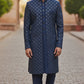 Blue - Mens Knee Length  Jacket with Long Waistcoat - Sherwani / Indo-Western - Fantastic Fit - KCS6625 03TT26