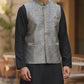Silver / Light Grey - Mirror Work All Over Embroidered - Mens Indian Waistcoat - UK Stock - 24 hr Dispatch - KCS4782 03KP26