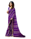 Purple - Bandhani Printed - Chiffon Saree with Blouse Piece - KAS-Chuneri 301 10KV25 - Prachy Creations