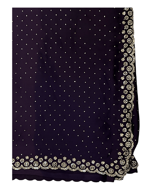 Purple - Rich Saree with Stone Work and Blouse Piece - UK stock - 24hr Dispatch - RS2514 VC - Prachy Creations