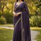Purple - Rich Saree with Stone Work and Blouse Piece - UK stock - 24hr Dispatch - RS2514 VC - Prachy Creations