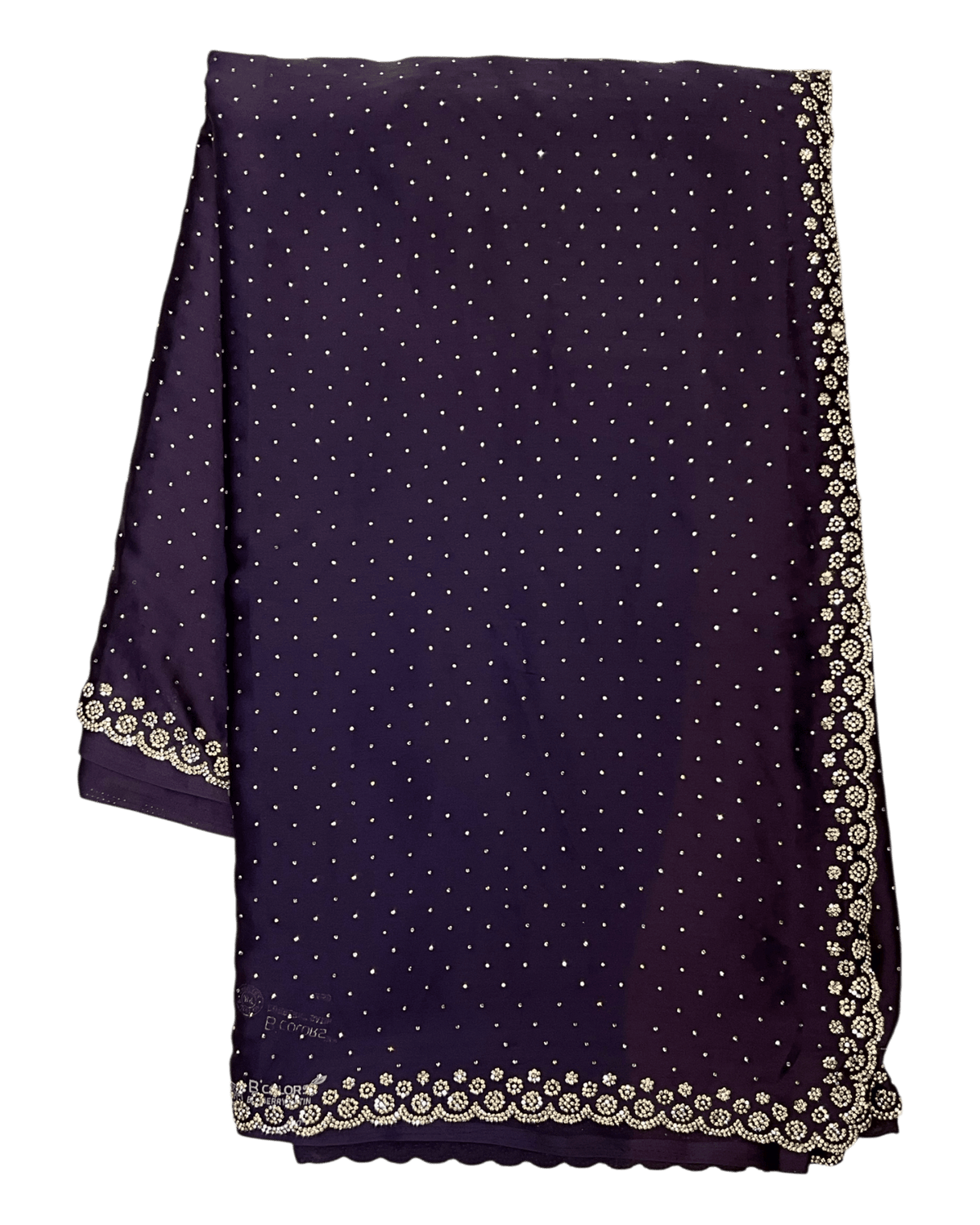 Purple - Rich Saree with Stone Work and Blouse Piece - UK stock - 24hr Dispatch - RS2514 VC - Prachy Creations