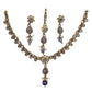 Purple - Small Size Antique Gold Finish Necklace Set with Earrings & Head Piece /Tika- SLV78 11Ap24 - Prachy Creations