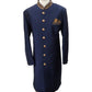 Raw Silky Navy Blue Sherwani with Hand Embroidery - YD2304 RV 0523 - Prachy Creations