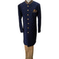 Raw Silky Navy Blue Sherwani with Hand Embroidery - YD2304 RV 0523 - Prachy Creations