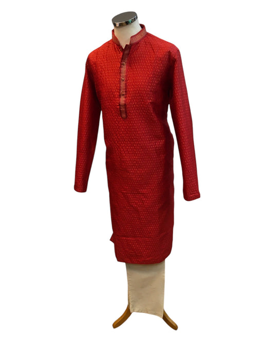 Red - Fantastic Mens Indian Kurta set - Weddings / Walimas , Sangeet, Eid, Mehndi / Henna - NAD2403 08KA24 - Prachy Creations