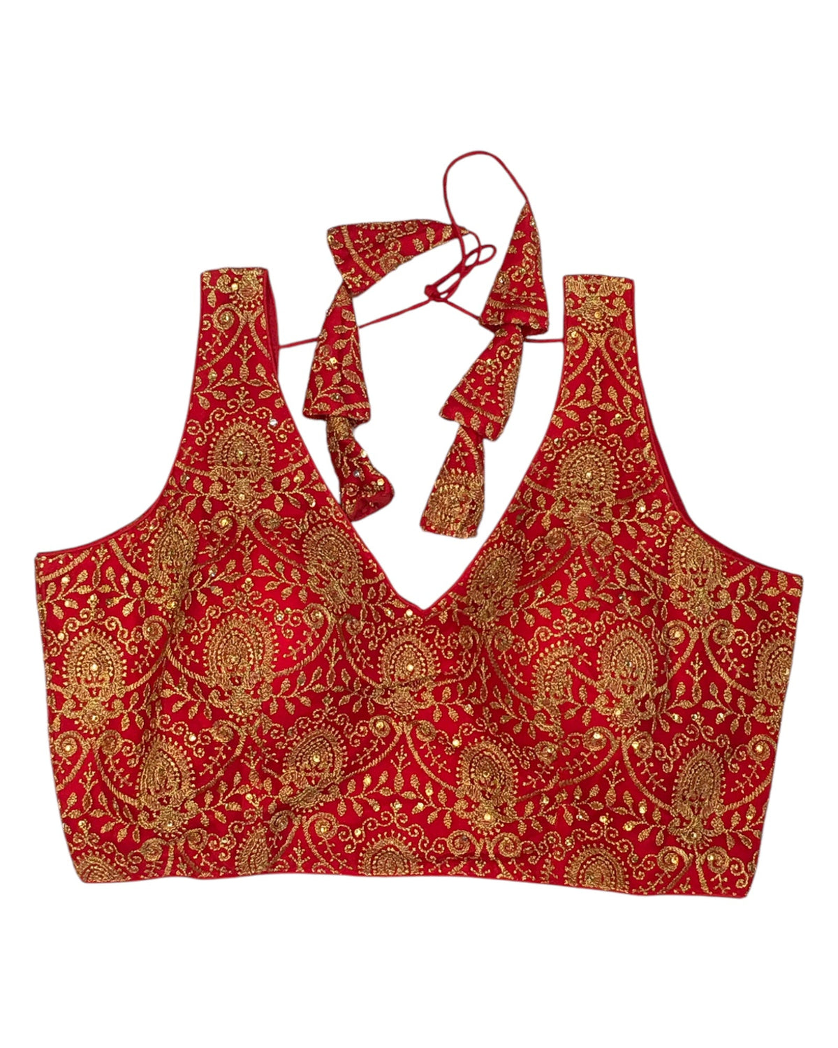 Red - Fully Embroidered Saree / Lehenga Blouse - With Cups - Margin to loosen - UK Stock - AF2505 KV 1224 - Prachy Creations