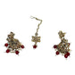 Red / Maroon - Medium Size Antique Gold Finish Long Necklace Set with Earrings - RAK411 H 0525 - Prachy Creations