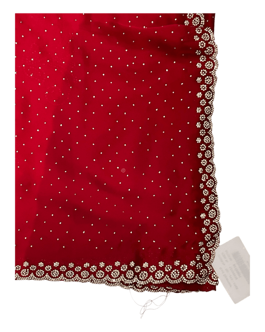 Red - Rich Saree with Stone Work and Blouse Piece - UK stock - 24hr Dispatch - RS2514 VC - Prachy Creations