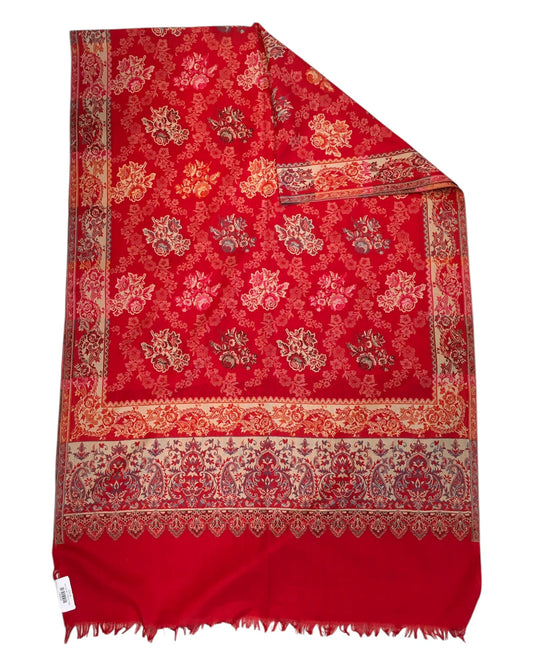 Red - Soft Art Wool Handloom Woven Shawl - (P350) 11KY24 NTC2414 RED2 - Prachy Creations