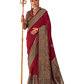 Red - Traditional Block Printed Dupion Silky Saree with Blouse Piece - UK Stock - 2/3 days Delivery 12KC25 K914 - Prachy Creations