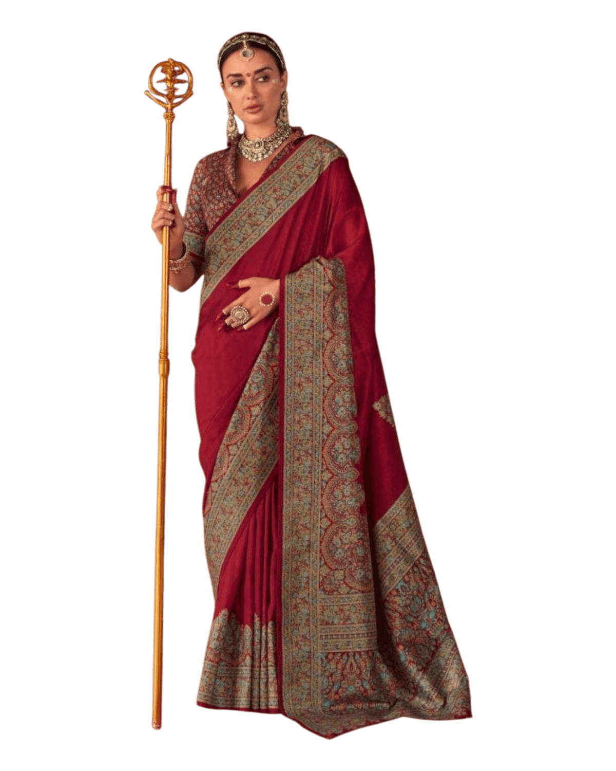 Red - Traditional Block Printed Dupion Silky Saree with Blouse Piece - UK Stock - 2/3 days Delivery 12KC25 K914 - Prachy Creations