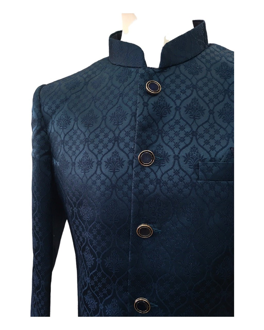 Rich Self Brocade Teal Blue Sherwani - YD2323 PP 0923 - Prachy Creations