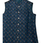 Rich Teal with Contrast Thread Brocade - Premium Mens Waistcoat - VNS-JKT14 10KJ25 - Prachy Creations