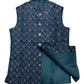 Rich Teal with Contrast Thread Brocade - Premium Mens Waistcoat - VNS-JKT14 10KJ25 - Prachy Creations